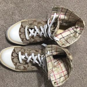 COACH Monogram Logo "Bonney" High-Top Sneakers